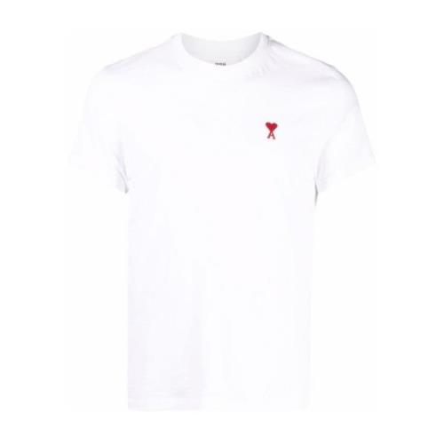 Hart Logo Wit Katoenen T-Shirt Ami Paris , White , Heren