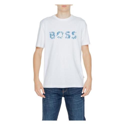 Wit Katoenen Bedrukt T-shirt Mannen Hugo Boss , White , Heren