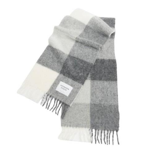 Geruite Woolmix Sjaal met Franjes Copenhagen Studios , Gray , Dames