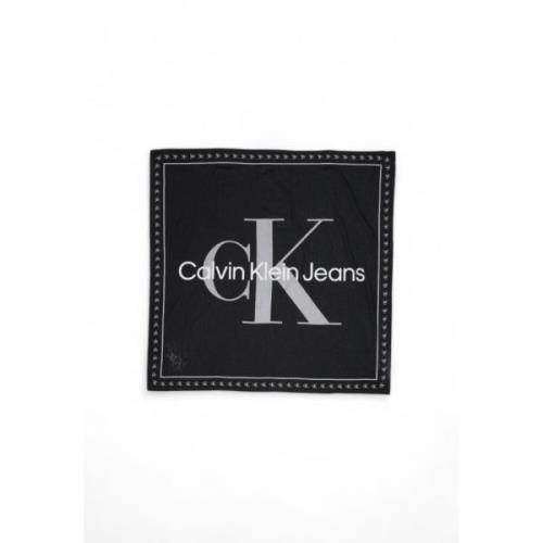 Zwart Bedrukte Katoenen Sjaal Calvin Klein , Black , Dames