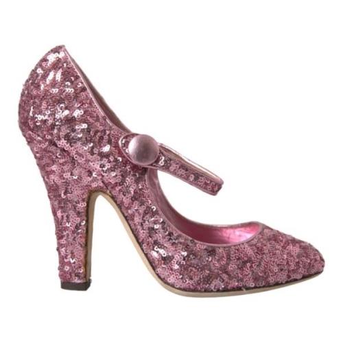 Roze Sequin Mary Jane Hoge Hakken Dolce & Gabbana , Pink , Dames