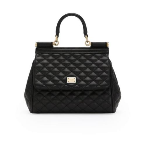 Zwarte Diamond-Quilted Schoudertas Dolce & Gabbana , Black , Dames