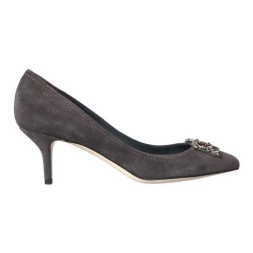 Grijze Suede Bellucci Hakken Pumps Dolce & Gabbana , Gray , Dames