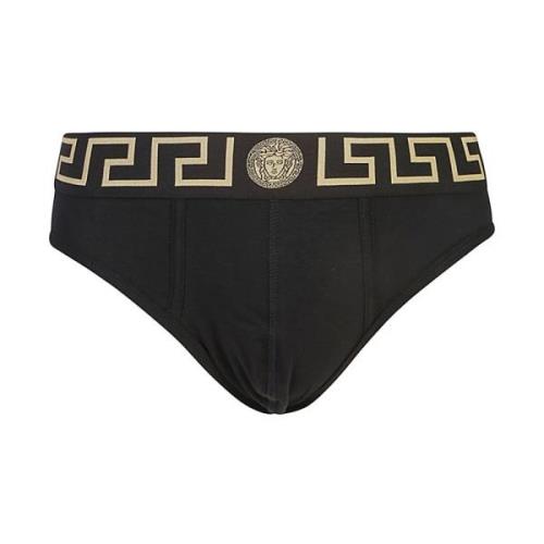 Zwart Organisch Katoenen Jersey Ondergoed Versace , Black , Heren