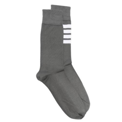 4Bar Dark Grey Mid Calf Socks Thom Browne , Gray , Heren