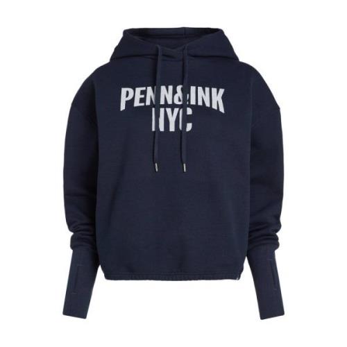 Hoodie met Print Penn&Ink N.Y , Blue , Dames