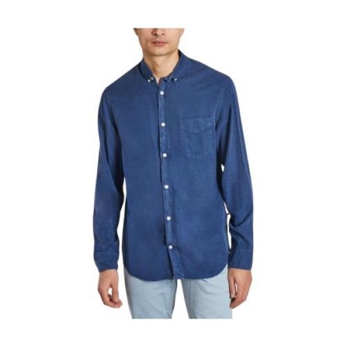 Klassieke Lyocell Shirt in Sargasso Sea Nn07 , Blue , Heren