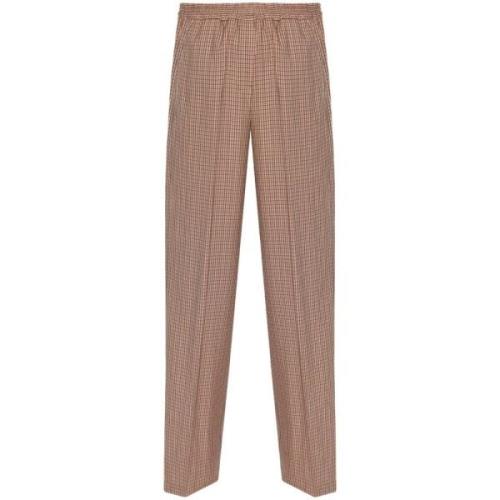 Beige Check Wide Leg Trousers PS By Paul Smith , Beige , Dames