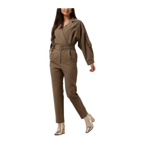 Taupe Jumpsuit voor Stijlvolle Gelegenheden Notre-v , Brown , Dames