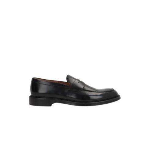 Zwarte leren penny loaferschoenen Doucal's , Black , Heren