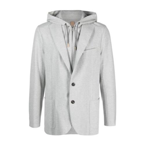 Lichtgrijze Afneembare Capuchon Blazer Eleventy , Gray , Heren