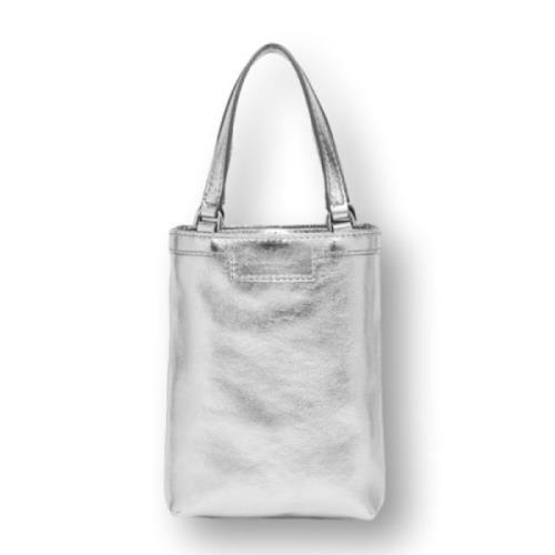 Mini metallic leren handtas Gianni Chiarini , Gray , Dames