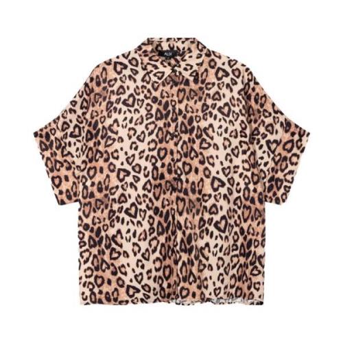 Leopard Boxy Blouse Alix The Label , Brown , Dames