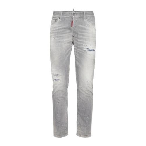 Grijze Distressed Skinny Jeans Dsquared2 , Gray , Heren