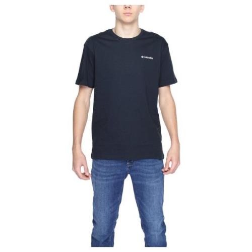 Zwart Print Ronde Hals Katoenen T-shirt Columbia , Black , Heren