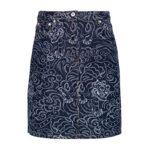 Grafische Print Denim Rok Kenzo , Blue , Dames