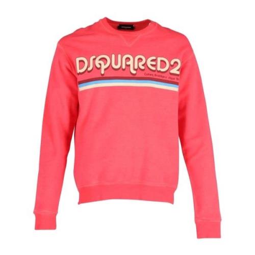 Roze Katoenen Sweatshirt Ss22 Dsquared2 , Pink , Heren