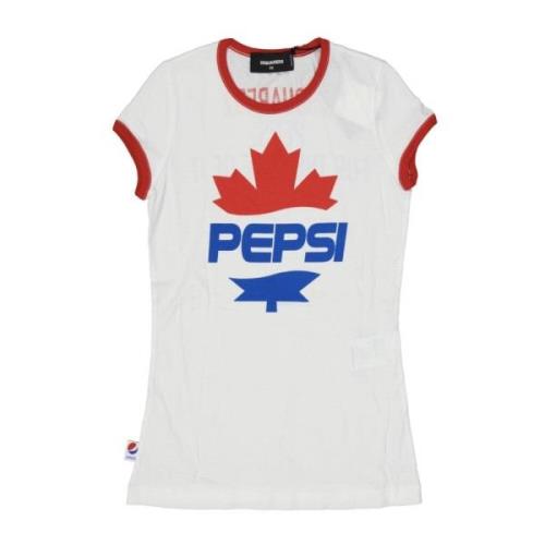 Witte Katoenen T-shirt met Pepsi Print Dsquared2 , White , Heren