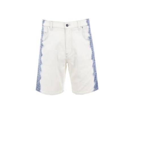 Bleach Shaded Denim Shorts Fendi , White , Heren