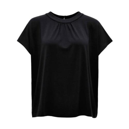 Korte Mouw Top met Sizorello Detail Opus , Black , Dames