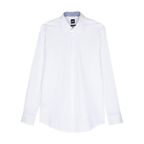 Witte Poplin Overhemd Klassieke Kraag Hugo Boss , White , Heren