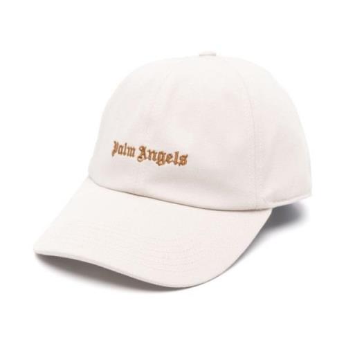 Beige Katoenen Twill Geborduurd Logo Hoed Palm Angels , Beige , Heren