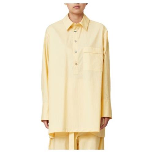 Eggnog Cotton Shirt Plan C , Yellow , Dames