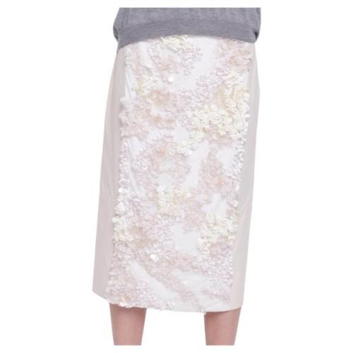 Pailletten Midi Rok Plan C , White , Dames