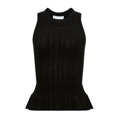 Top met logo Ganni , Black , Dames