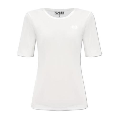 Gestreept T-shirt Ganni , White , Dames