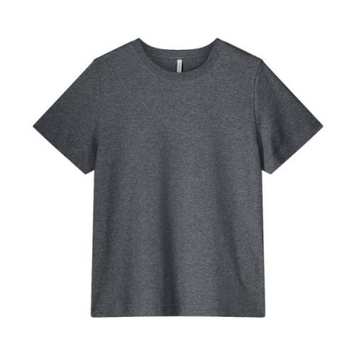 Metallic Coated Jersey V-Neck Top Summum Woman , Gray , Dames