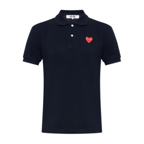 Polo shirt met logo patch Comme des Garçons Play , Blue , Heren