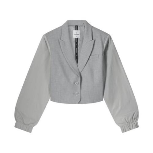 Korte Viscose Blend Stretch Blazer Summum Woman , Gray , Dames