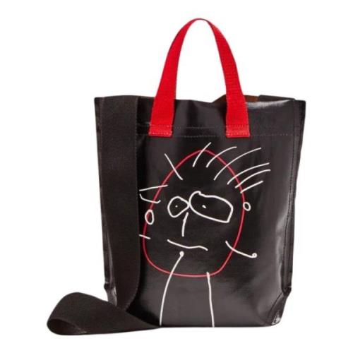 Zwarte Mini Shopper met Pili en Bianca Plan C , Black , Dames