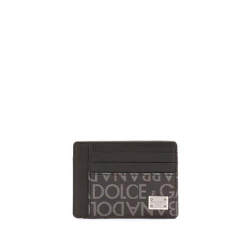 Zwarte Monogram Portemonnee Kaartsleuven Dolce & Gabbana , Black , Her...