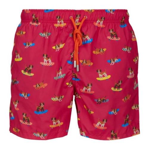 Fuchsia Zwemshorts met Hondenmotief Gallo , Multicolor , Heren