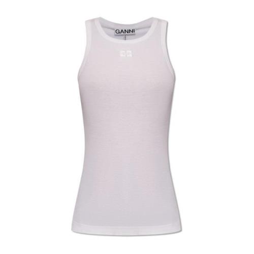 Logo-geborduurd top Ganni , White , Dames