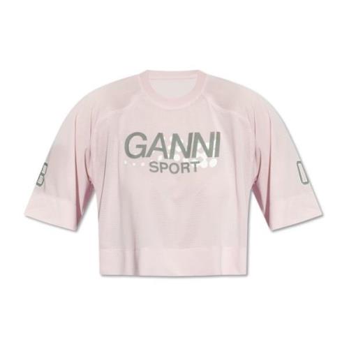 T-shirt met logo Ganni , Pink , Dames