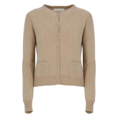 Bruine Cashmere Cardigan Ronde Hals Sweater Vanisé , Brown , Dames