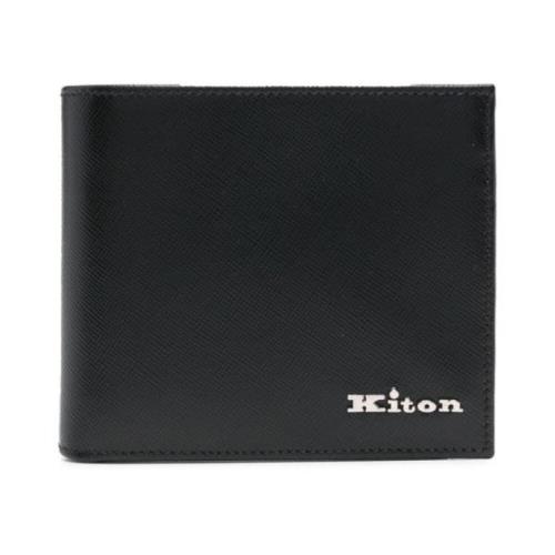 Gestructureerde Leren Bi-Fold Tas Kiton , Black , Heren