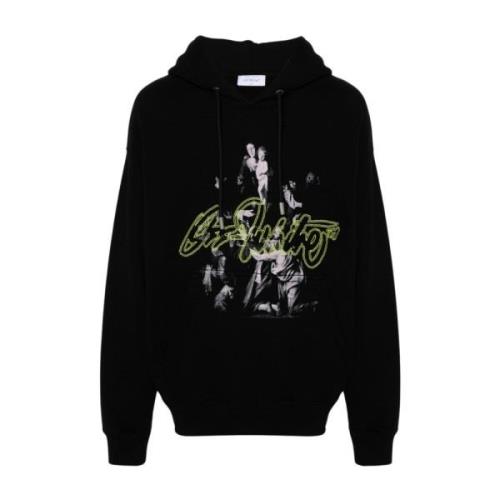 Grafische Print Hoodie Sweater Off White , Black , Heren