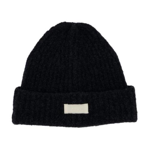 Geribbelde Wol Beanie Muts Autry , Black , Heren