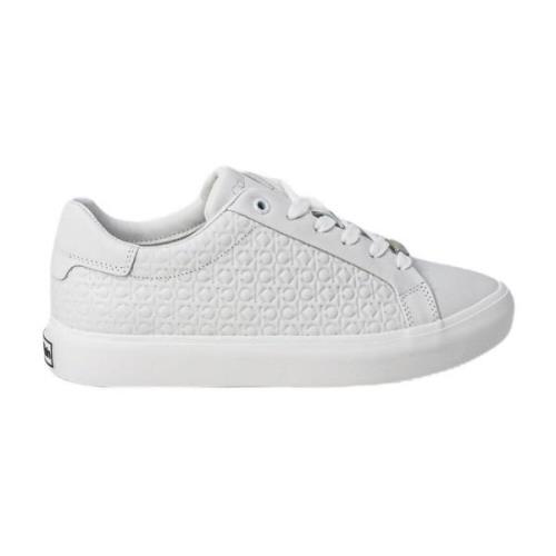 Witte Leren Vetersneakers Herfst/Winter Calvin Klein , White , Dames