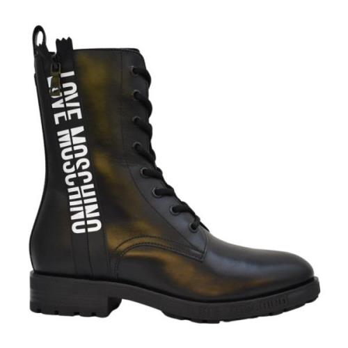 Zwarte Veterschoenen voor Dames Aw21 Moschino , Black , Dames