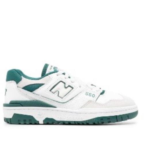 Witte Leren Sneakers Inzet Ontwerp New Balance , White , Heren