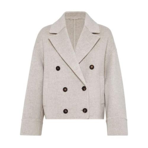 Dubbelrijige wol-kasjmierjas Brunello Cucinelli , Beige , Dames