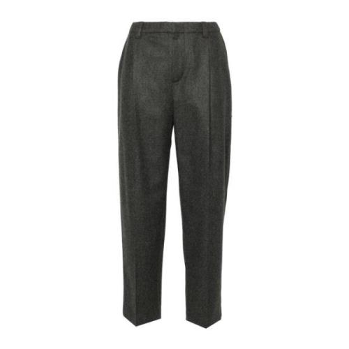 Grijze Wol-Kasjmier Broek met Plooien Brunello Cucinelli , Gray , Dame...