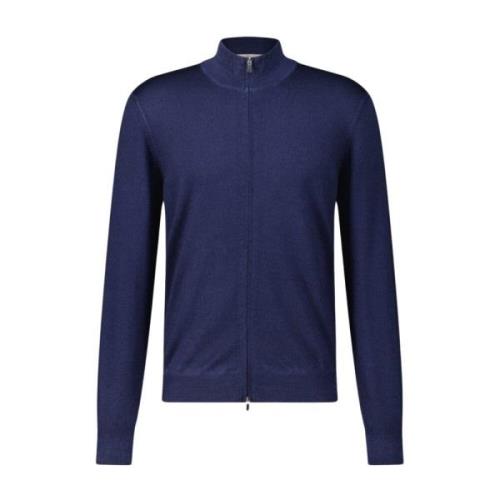 Wollen Vest Rechte Snit Gran Sasso , Blue , Heren