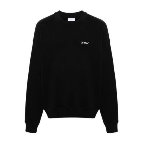 Zwarte Crew Neck Sweater Katoen Jersey Off White , Black , Heren