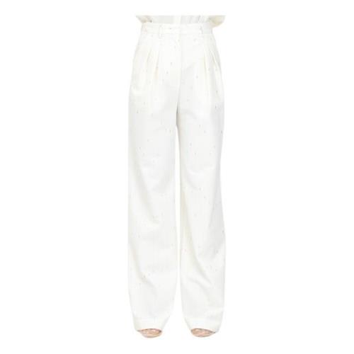 Elegante Crème Gouden Detail Broek Simona Corsellini , White , Dames